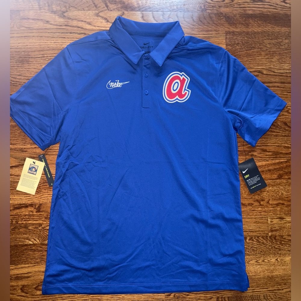 Atlanta Braves Nike MLB Cooperstown Collection Blue Dri-Fit Polo